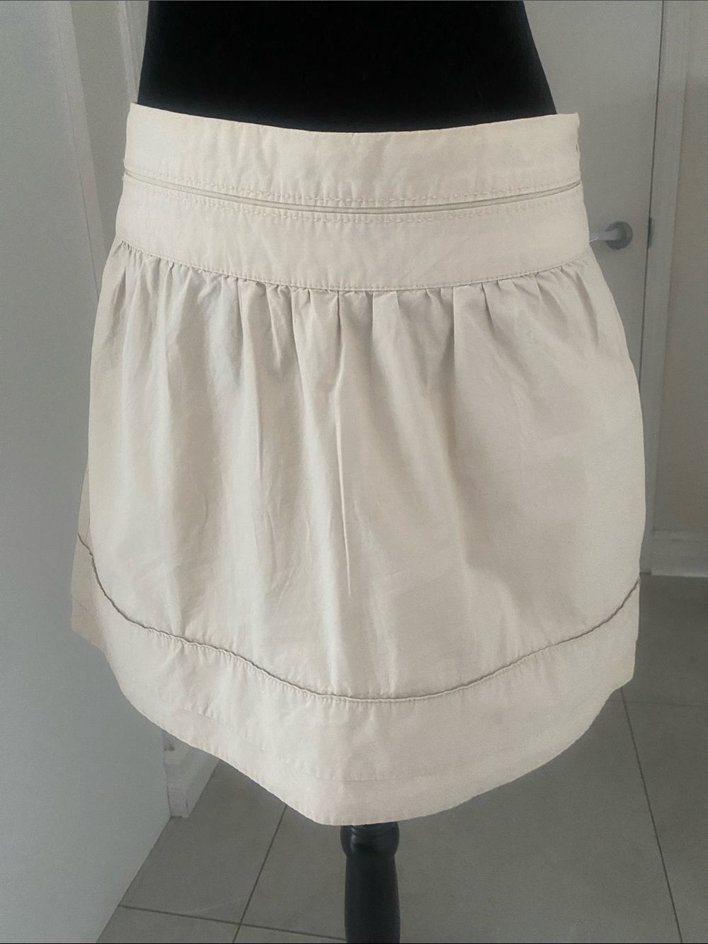 American Eagle Outfitters Short Mini Cotton Cream A-Line Skirt w Tier Size Small